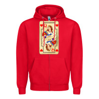 Red love playing cards queen Zipper Hoodie - AdoDesignShop