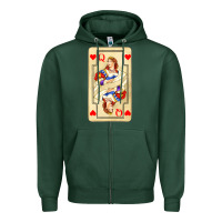 Sports Green love playing cards queen Zipper Hoodie - AdoDesignShop