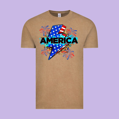 America With Lightning Bolt Vintage Tee Designed By Zillion Design Studio