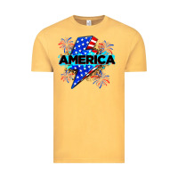 Vintage Mustard America with lightning bolt Vintage Tee - Zillion Design Studio