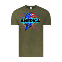 Vintage Olive America with lightning bolt Vintage Tee - Zillion Design Studio