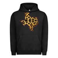 Pigment Black Western Texas Map Leopard Pattern Urban Hoodie - Bettercallsaul