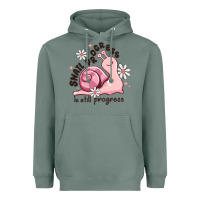 Sage snail progress is stil progress Heavyweight Hoodie - MaliasSmallBusiness