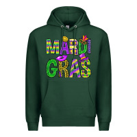 Sports Green Mardi Gras carnival masks digital paper Premium Hoodie - BundleAndBundleShop