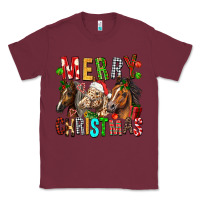 Burgundy Merry christmas horses Classic Tee - FaDigitalArtStudio