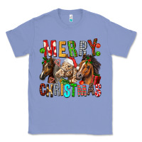 Colony Blue Merry christmas horses Classic Tee - FaDigitalArtStudio