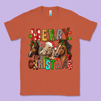 Merry Christmas Horses Classic Tee Designed By Fadigitalartstudio