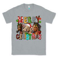Heather Grey Merry christmas horses Classic Tee - FaDigitalArtStudio