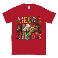 Red Merry christmas horses Classic Tee - FaDigitalArtStudio