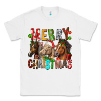 White Merry christmas horses Classic Tee - FaDigitalArtStudio