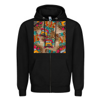 Black school bus driver and flower seamless patterns Zipper Hoodie - BundleAndBundleShop