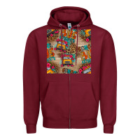 Burgundy school bus driver and flower seamless patterns Zipper Hoodie - BundleAndBundleShop