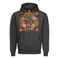 Charcoal Heather school bus driver and flower seamless patterns Zipper Hoodie - BundleAndBundleShop