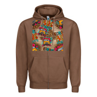 Chestnut school bus driver and flower seamless patterns Zipper Hoodie - BundleAndBundleShop