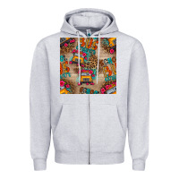 Heather Grey school bus driver and flower seamless patterns Zipper Hoodie - BundleAndBundleShop