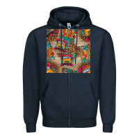 Navy school bus driver and flower seamless patterns Zipper Hoodie - BundleAndBundleShop