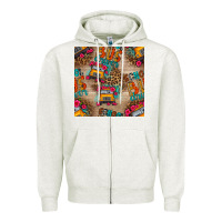 Oatmeal Heather school bus driver and flower seamless patterns Zipper Hoodie - BundleAndBundleShop