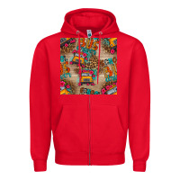 Red school bus driver and flower seamless patterns Zipper Hoodie - BundleAndBundleShop