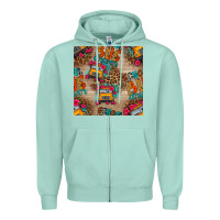 Seafoam school bus driver and flower seamless patterns Zipper Hoodie - BundleAndBundleShop