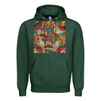 Sports Green school bus driver and flower seamless patterns Zipper Hoodie - BundleAndBundleShop