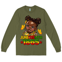 Army Green juneteenth 1865 afro girl Long Sleeve Tee - HRA Design Shop