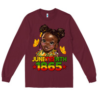 Burgundy juneteenth 1865 afro girl Long Sleeve Tee - HRA Design Shop