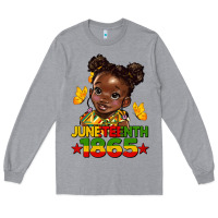 Heather Grey juneteenth 1865 afro girl Long Sleeve Tee - HRA Design Shop