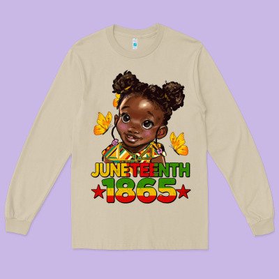 Juneteenth 1865 Afro Girl Long Sleeve Tee Designed By Hra Design Shop