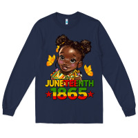 Navy juneteenth 1865 afro girl Long Sleeve Tee - HRA Design Shop