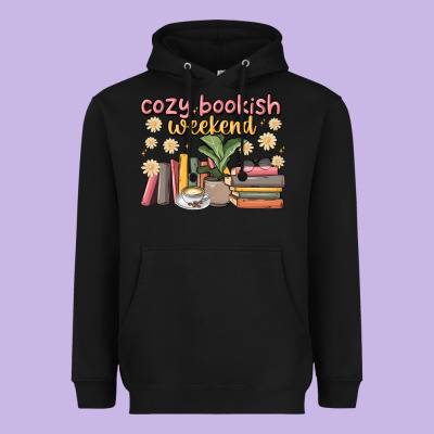 Cozy Bookish Weekend Heavyweight Hoodie Designed By Maliassmallbusiness