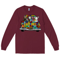 Burgundy farm life truck autism Long Sleeve Tee - CowhideDigitalArt