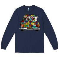 Navy farm life truck autism Long Sleeve Tee - CowhideDigitalArt