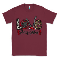 Burgundy love firefighter Classic Tee - CowhideDigitalArt