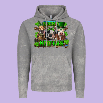 Vintage Hoodie St Patricks Day Lucky Heifers