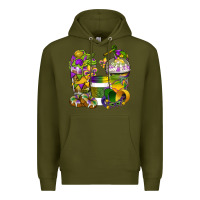 Army Green Mardi Gras Coffee Cups Premium Hoodie - BundleAndBundleShop