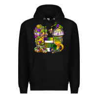 Black Mardi Gras Coffee Cups Premium Hoodie - BundleAndBundleShop