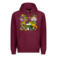 Burgundy Mardi Gras Coffee Cups Premium Hoodie - BundleAndBundleShop