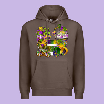Mardi Gras Coffee Cups Premium Hoodie Designed By Bundleandbundleshop