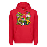 Red Mardi Gras Coffee Cups Premium Hoodie - BundleAndBundleShop