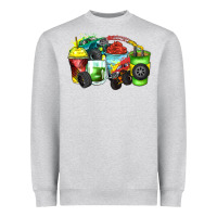 Heather Grey monster truck coffee cups Heavyweight Sweatshirt - Zillion Design Studio