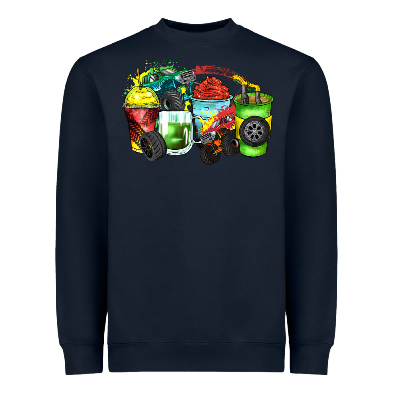 Monster Truck Coffee Cups Heavyweight Sweatshirt by Zillion Design Studio | Teevron