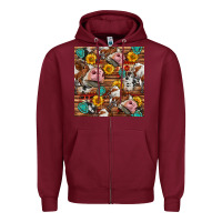 Burgundy cow and western seamless pattern Zipper Hoodie - BundleAndBundleShop