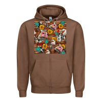 Chestnut cow and western seamless pattern Zipper Hoodie - BundleAndBundleShop