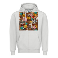 Dove Grey cow and western seamless pattern Zipper Hoodie - BundleAndBundleShop