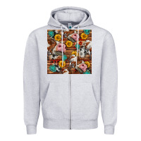 Heather Grey cow and western seamless pattern Zipper Hoodie - BundleAndBundleShop