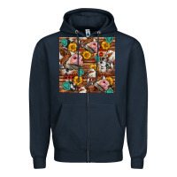 Navy cow and western seamless pattern Zipper Hoodie - BundleAndBundleShop