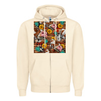 Sandshell cow and western seamless pattern Zipper Hoodie - BundleAndBundleShop