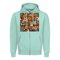 Seafoam cow and western seamless pattern Zipper Hoodie - BundleAndBundleShop