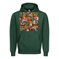 Sports Green cow and western seamless pattern Zipper Hoodie - BundleAndBundleShop