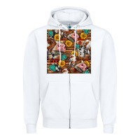 White cow and western seamless pattern Zipper Hoodie - BundleAndBundleShop